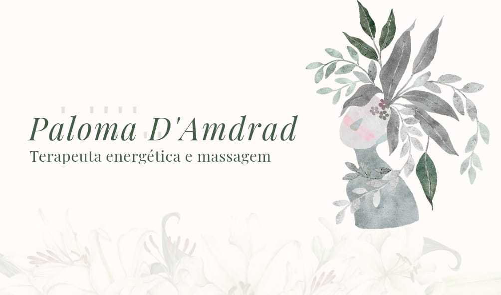Paloma D'Amdrad, terapeuta energética e massoterapeuta, ilustração de mulher com folhagem ao fundo